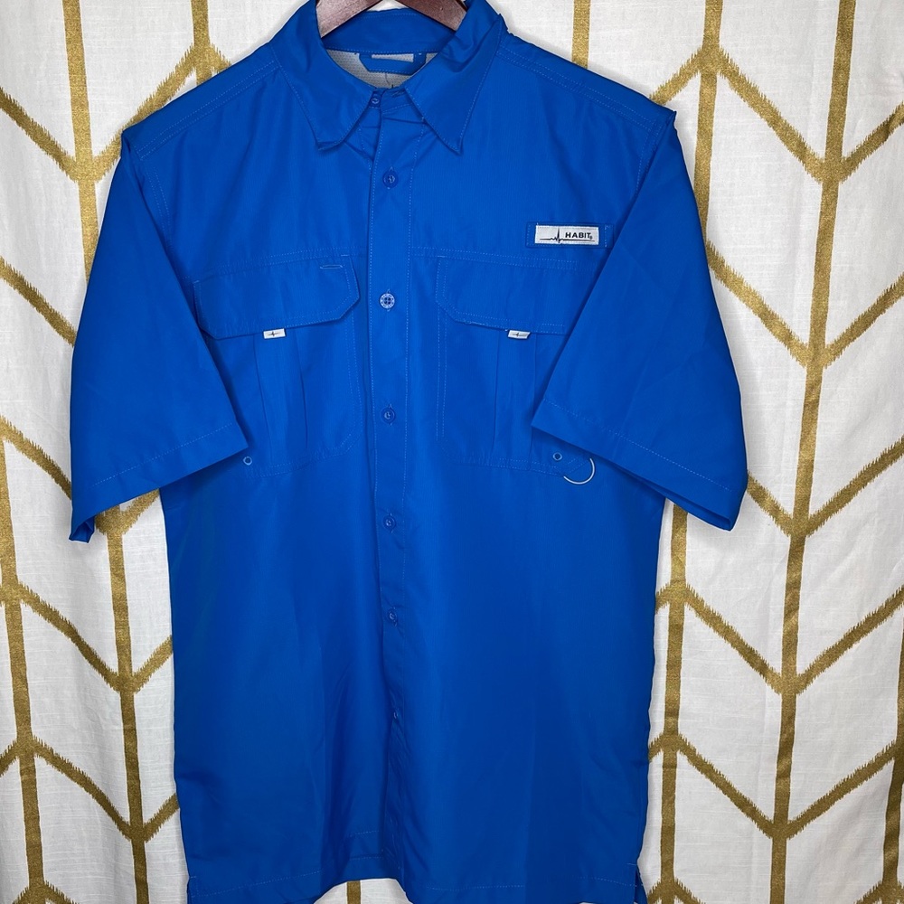 Mens Habit royal blue Fisher‎ guide button up shirt size small